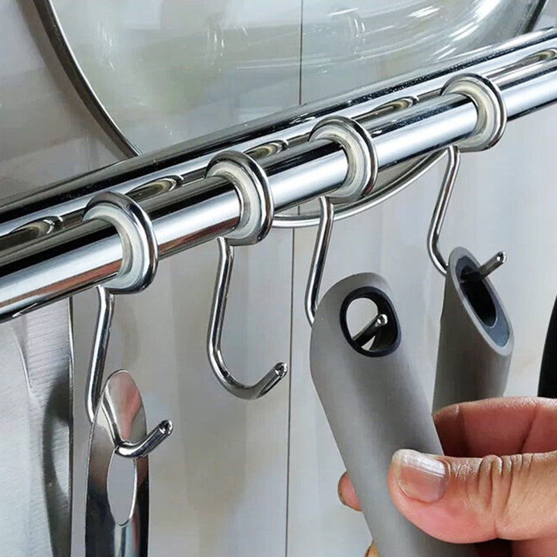 Wall Mounted Utensil Rack Stainless Steel Hanging Rail