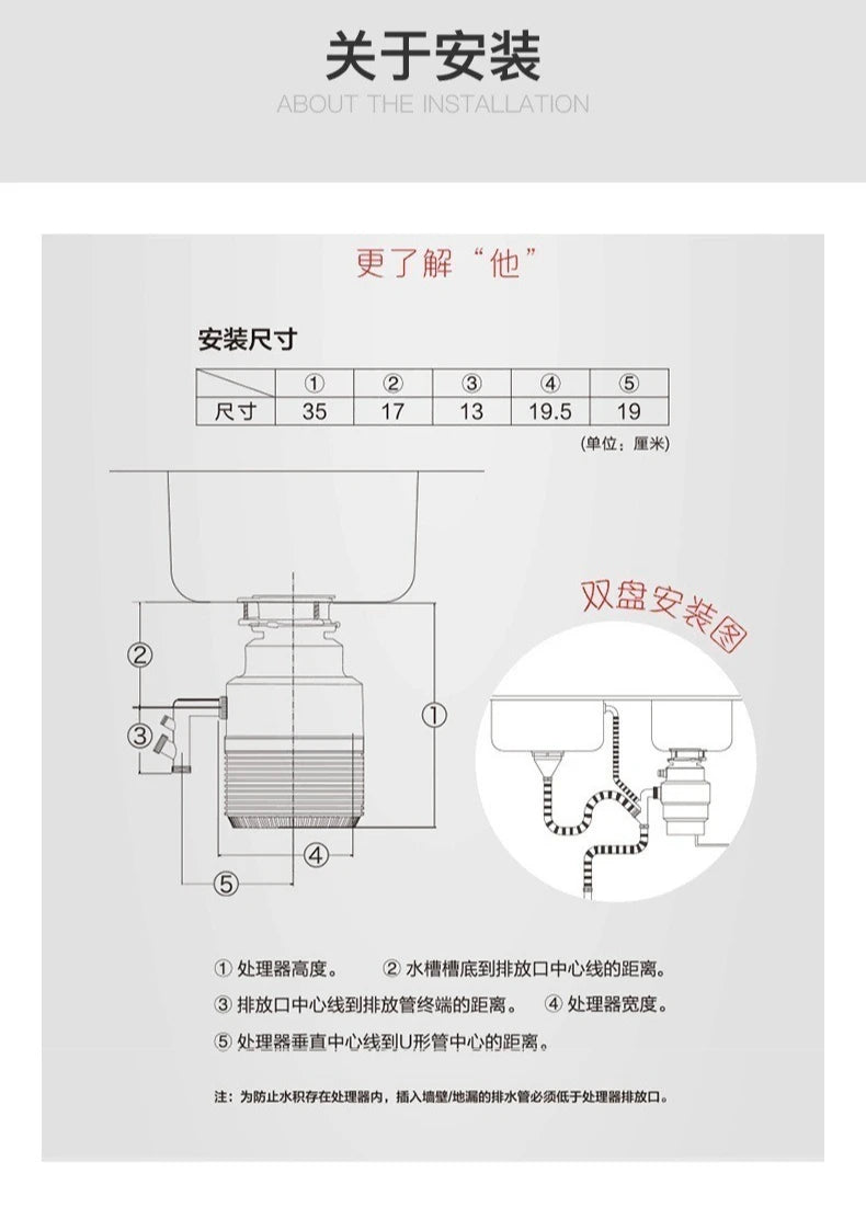 Sink Food Waste Disposer Garbage Disposal Machine Food