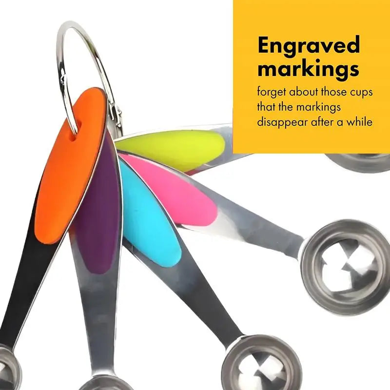 5pcs Stainless Steel Measuring Cups Spoons Baking Cake