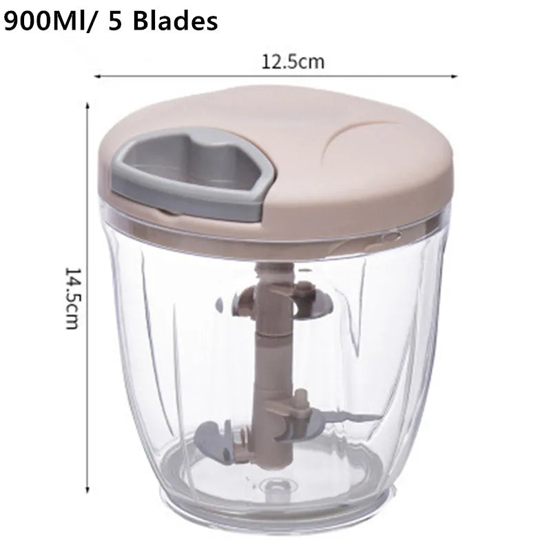 500/900ml Meat Mincer Garlic Chopper Hand Pull Press