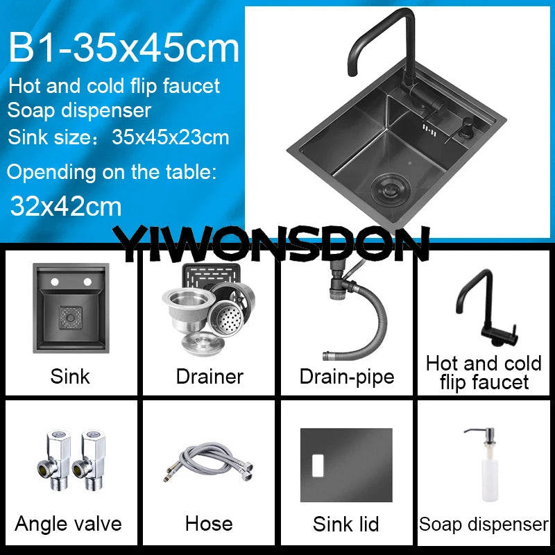 Nano Hidden Bar Sink Black Folding Faucet Silvery
