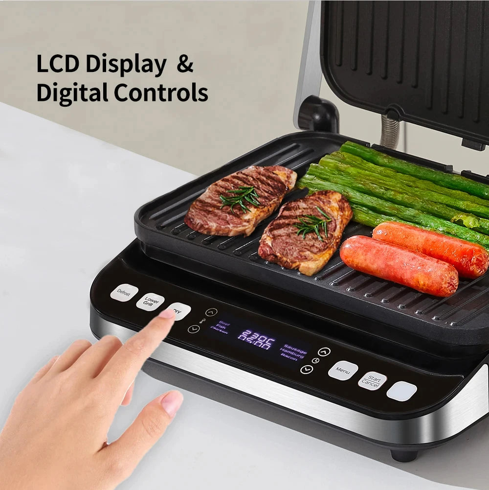 Biolomix 2000w Electric Contact Grill Digital Griddle Panini