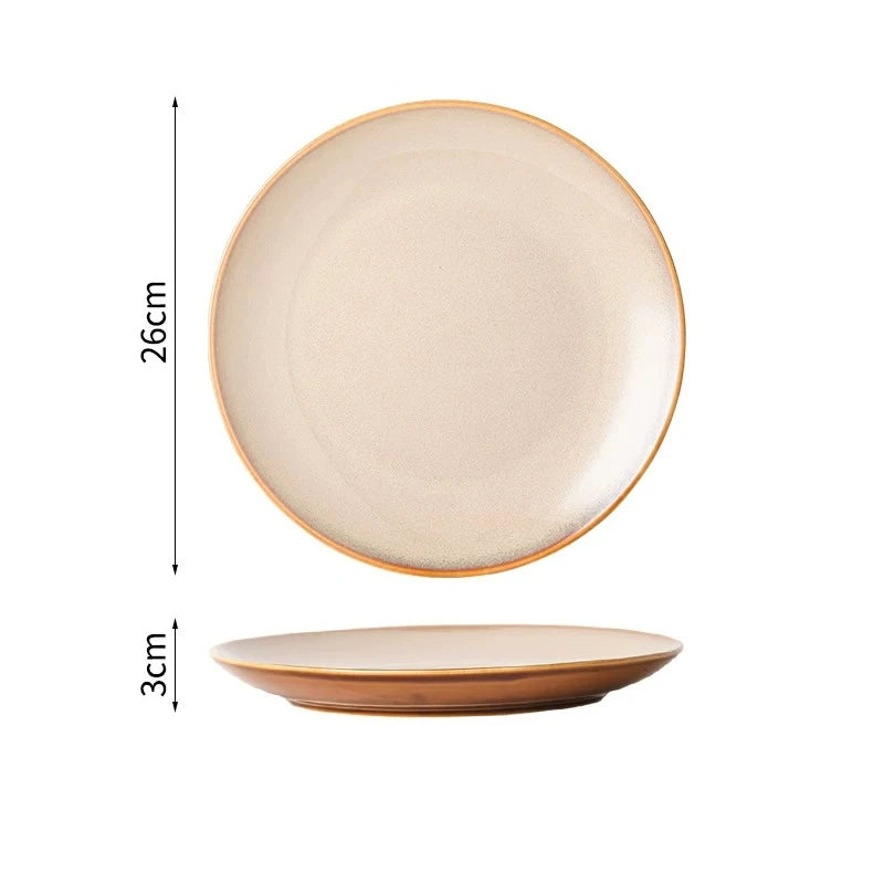 Ceramic Dinner Plate Creative Kiln Change Retro Shallow