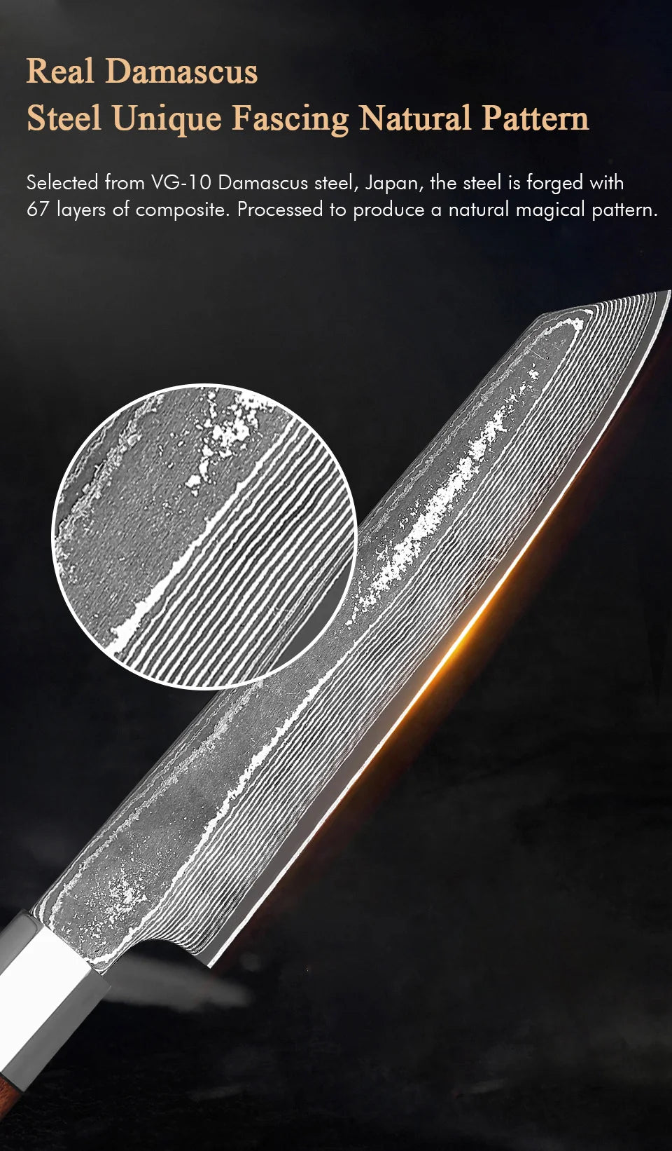 Mostodozo Japanese Kiritsuke Chef Knife 67-Layer Damascus Steel
