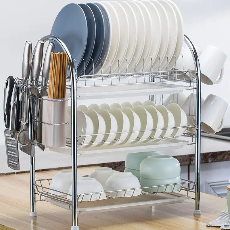 Dish Drying Rack Adjustable Stainless Steel Tier Plates