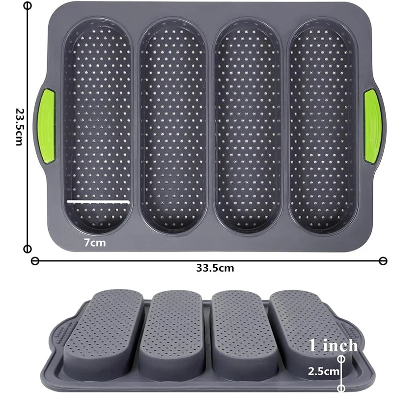 Silicone Loaf Pan Non-Stick Holes Baguette Pan Bread