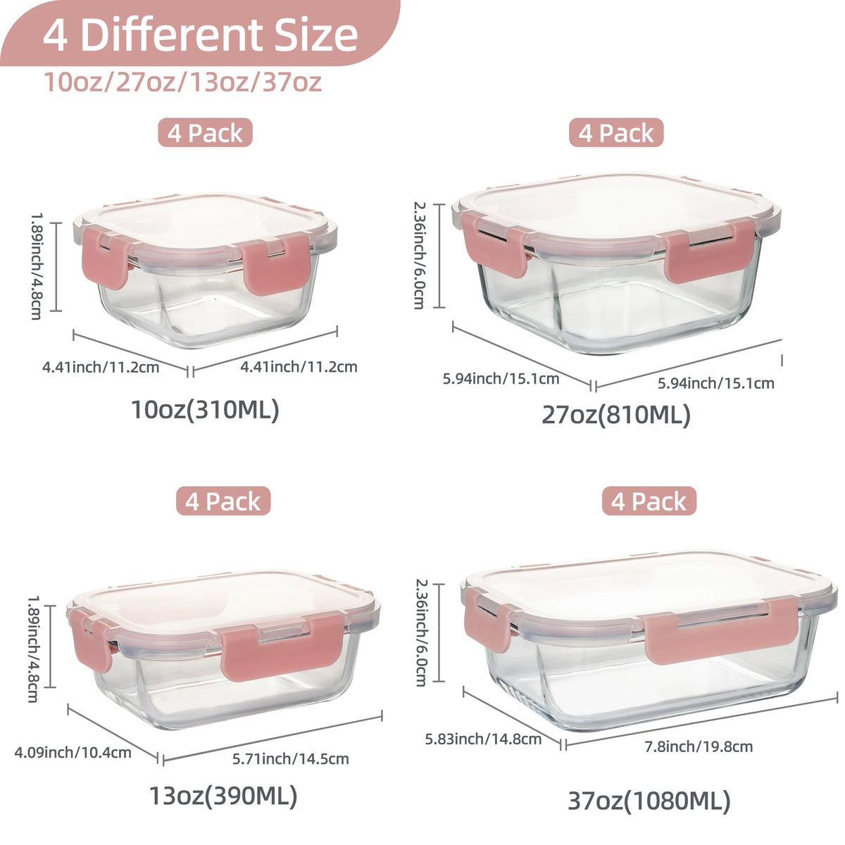 16-Piece Glass Food Storage Containers Leakproof Airtight