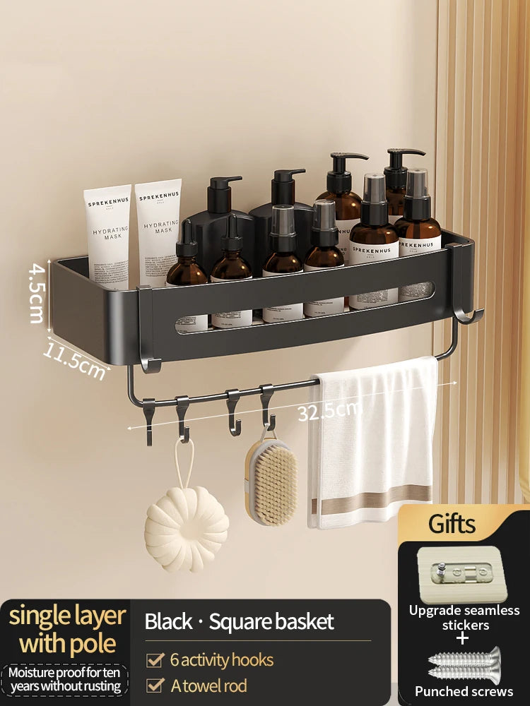 No Drill Sticker Walls Installation Aluminum Bathroom Shelf