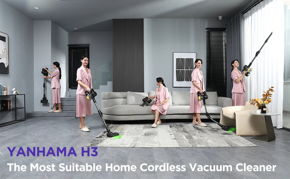 Yanhama 65kpa/600w 180 Foldable Cordless Vacuum Anti-Tangle Brush
