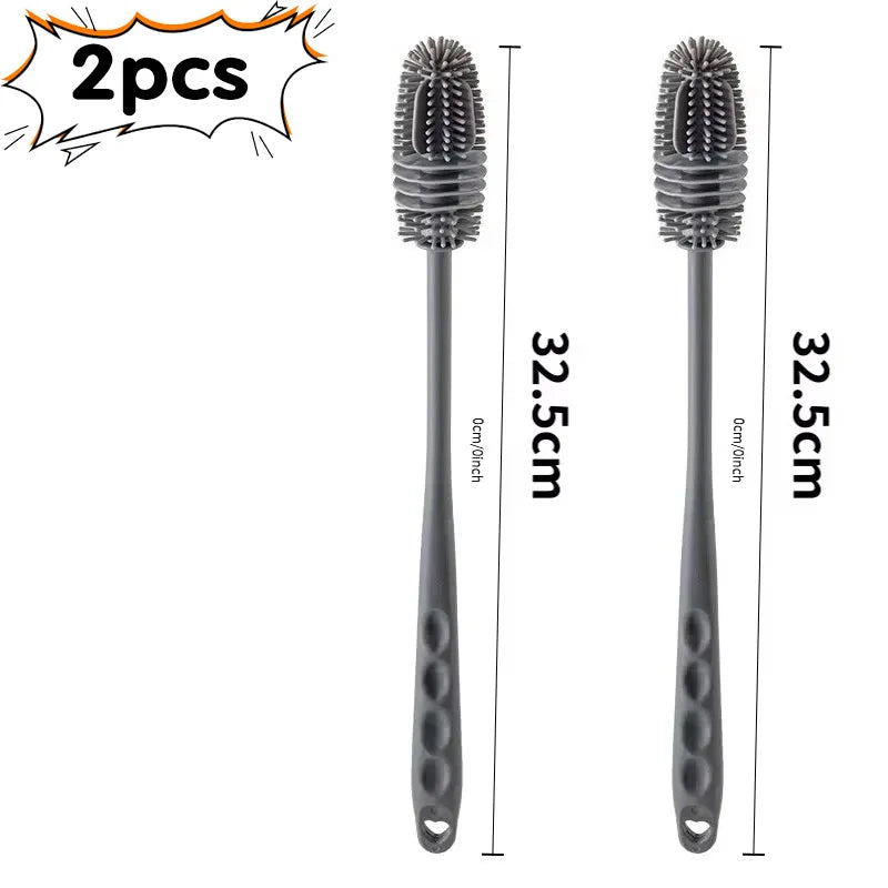 1/2pcs Long Handle Silicone Bottle Brush Cleaning Brush