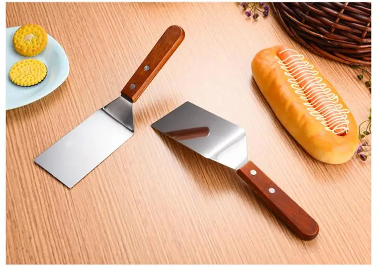 1pc Stainless Steel Wooden Handle Frying Shovel Cooking