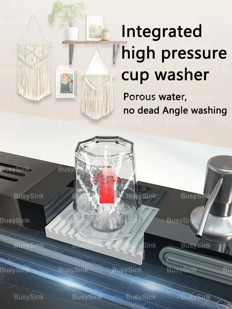 Stainless Steel Waterfall Sink Digital Display Large Slot