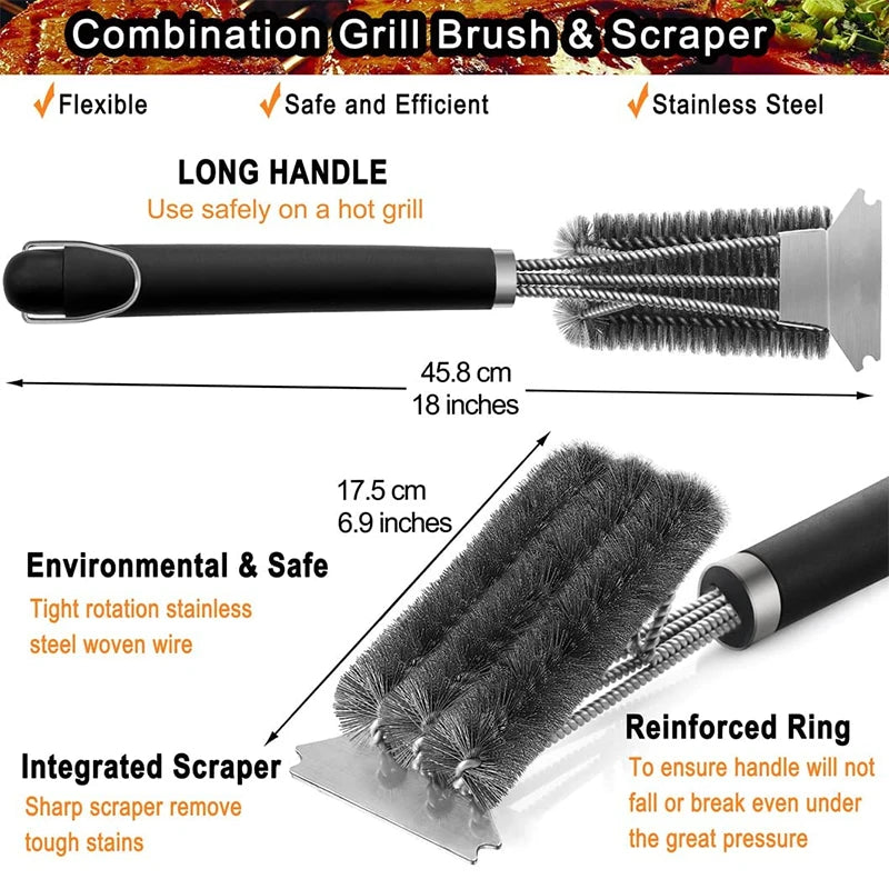 Lmetjma Safe Grill Brush Scraper Deluxe Handle 18