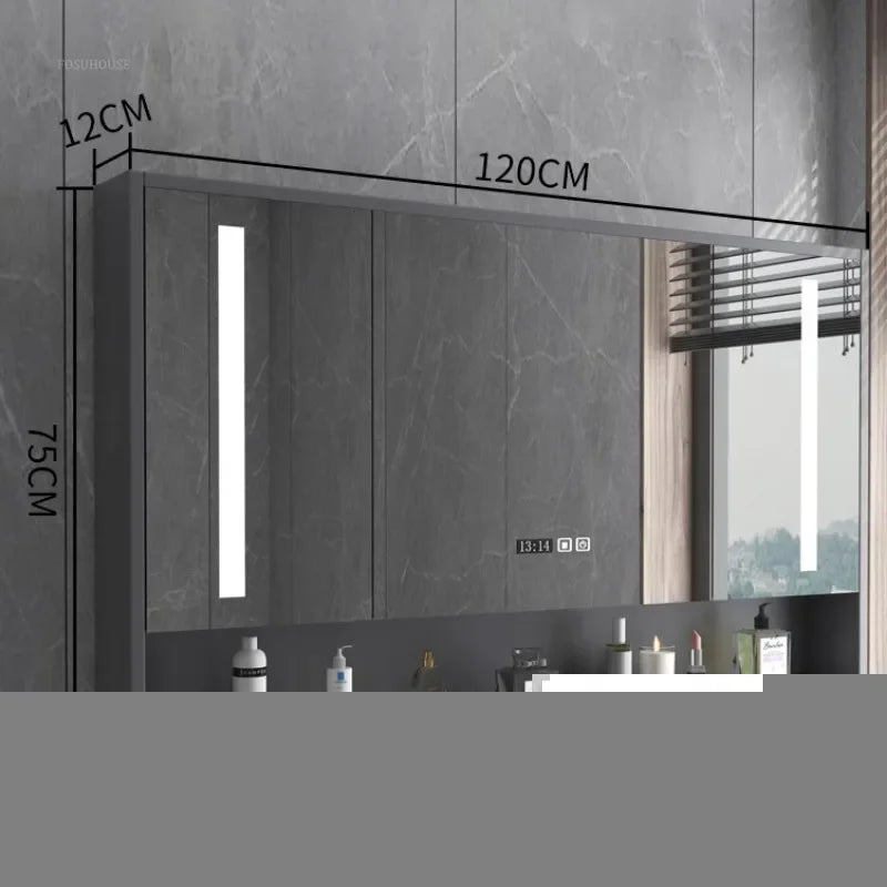 Smart Bathroom Mirror Cabinets Wall-Mounted Backlight Anti-Fog