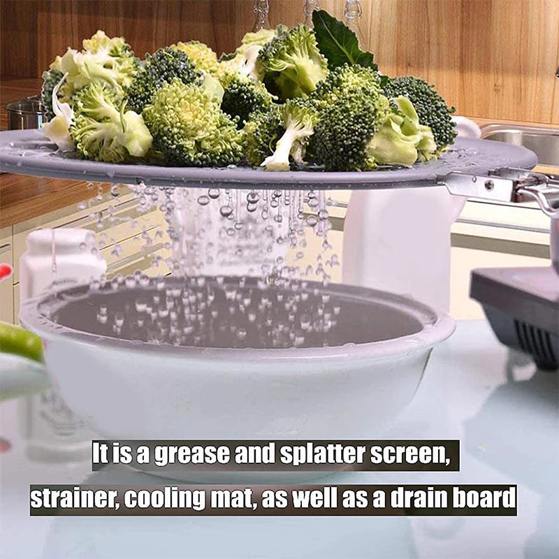 Silicone Splatter Screen Handle Heat-Resisting Oil Splash Guard