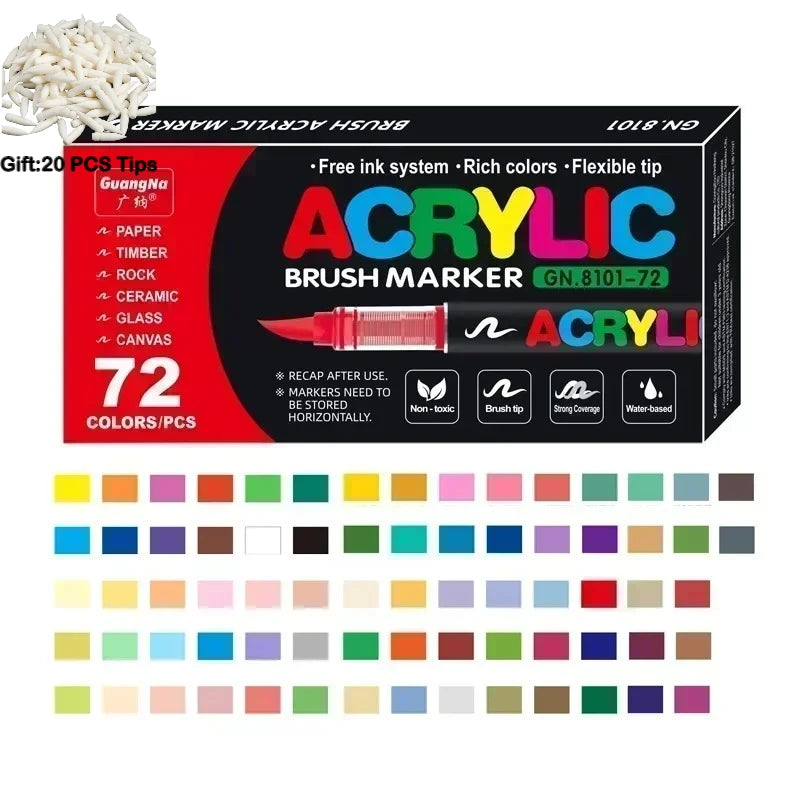 Guangna 12-360 Colors Acrylic Paint Pens Pencil Brush