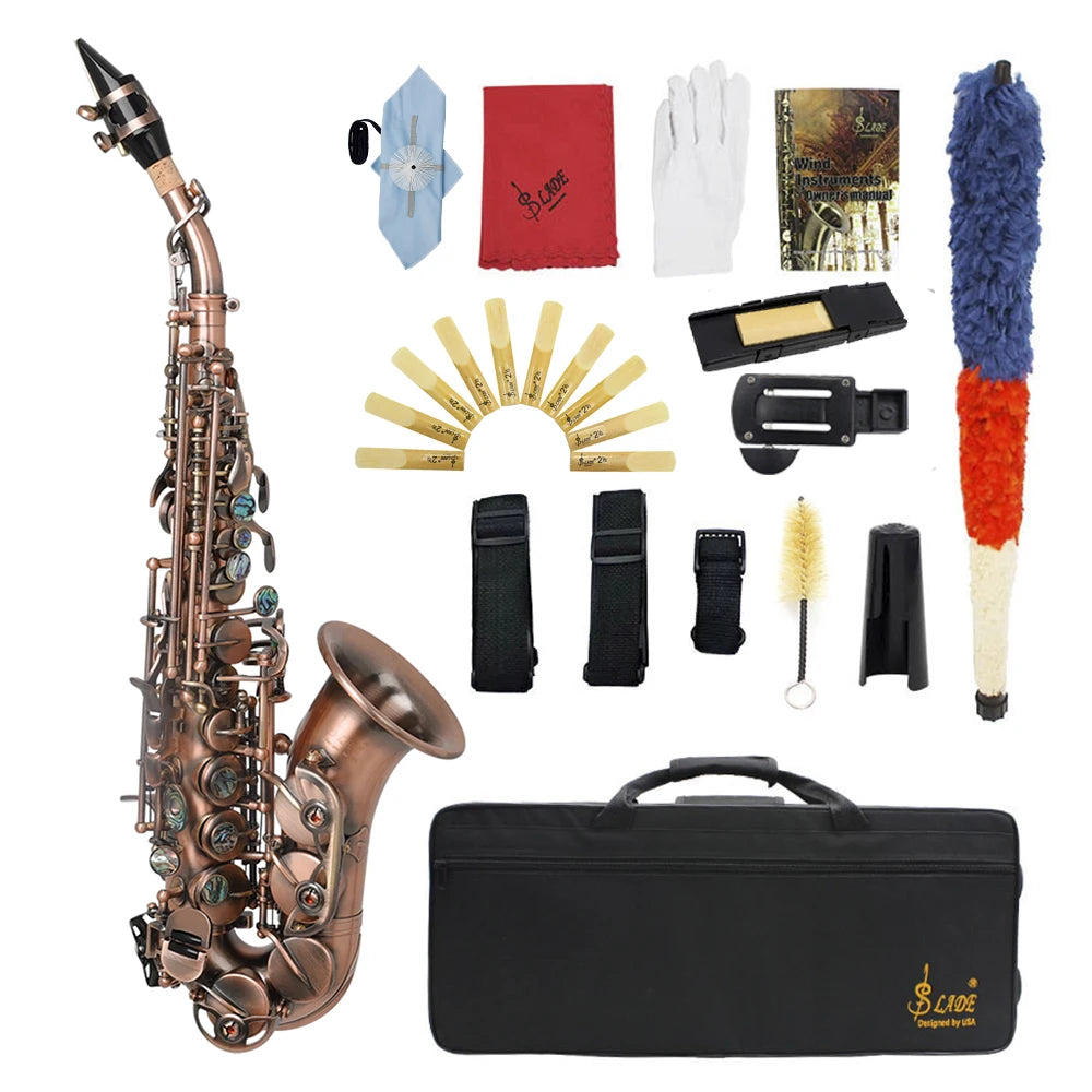 Slade Soprano Saxophone Flat Brass Sax Professional Saxophone
