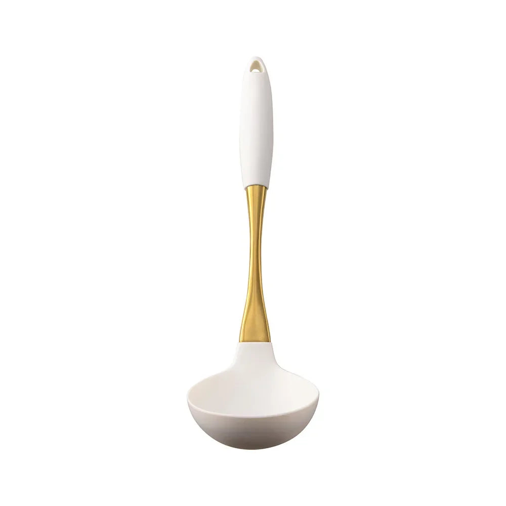 1pc Silicone Kitchenware Cooking Utensils White Gold Spatula