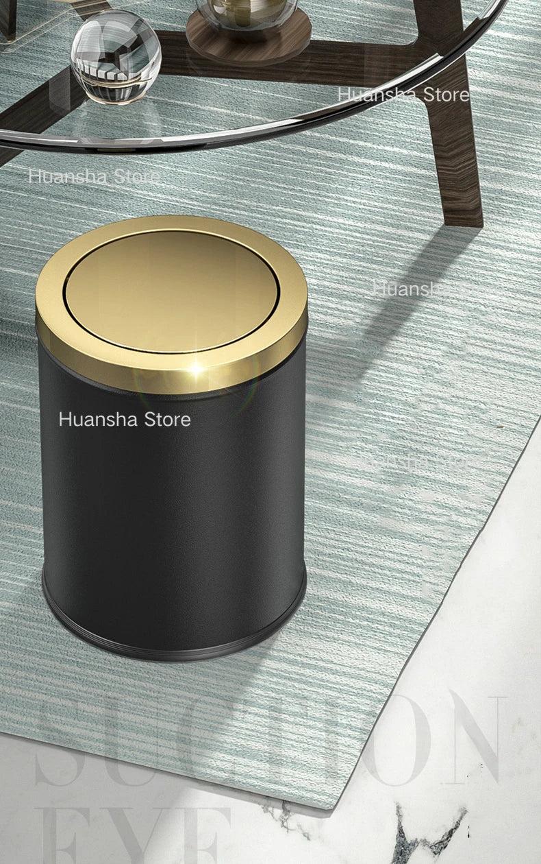 Stainless Steel Trash Can Gold Bathroom Bedroom Recycle