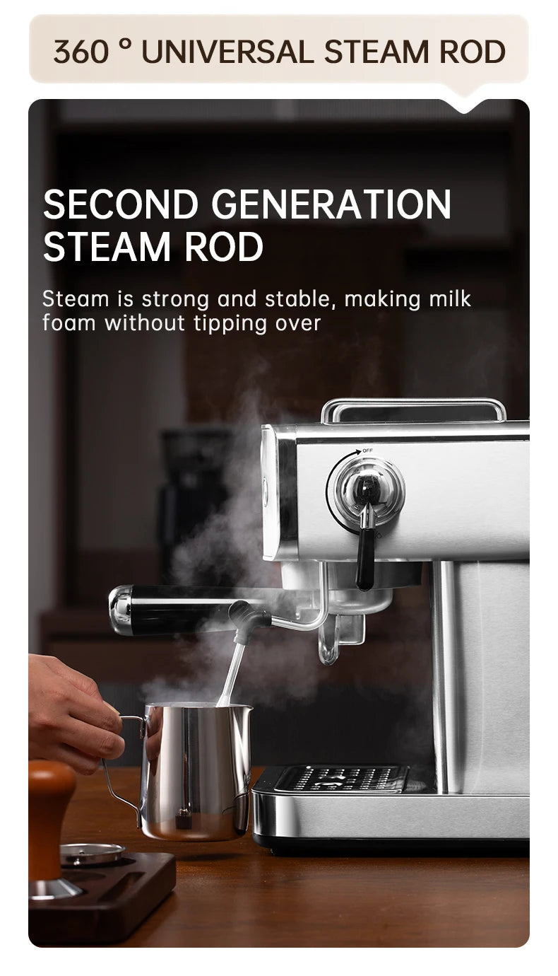 20bar Semi-Automatic Espresso Machine Stainless Steel Casing