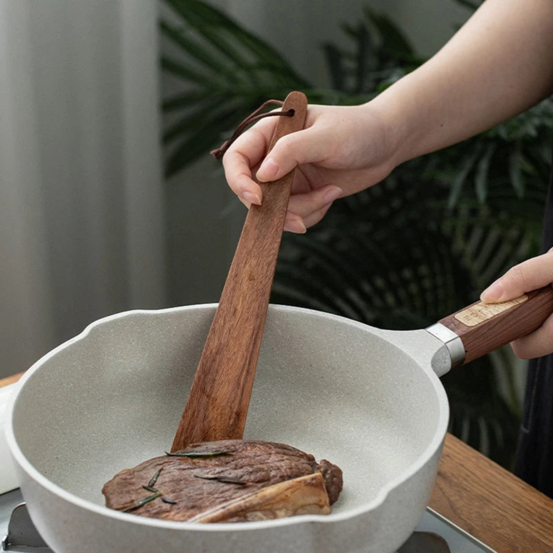 1pc Teak Wood Tableware Spatulas Triangular Cooking Spatula