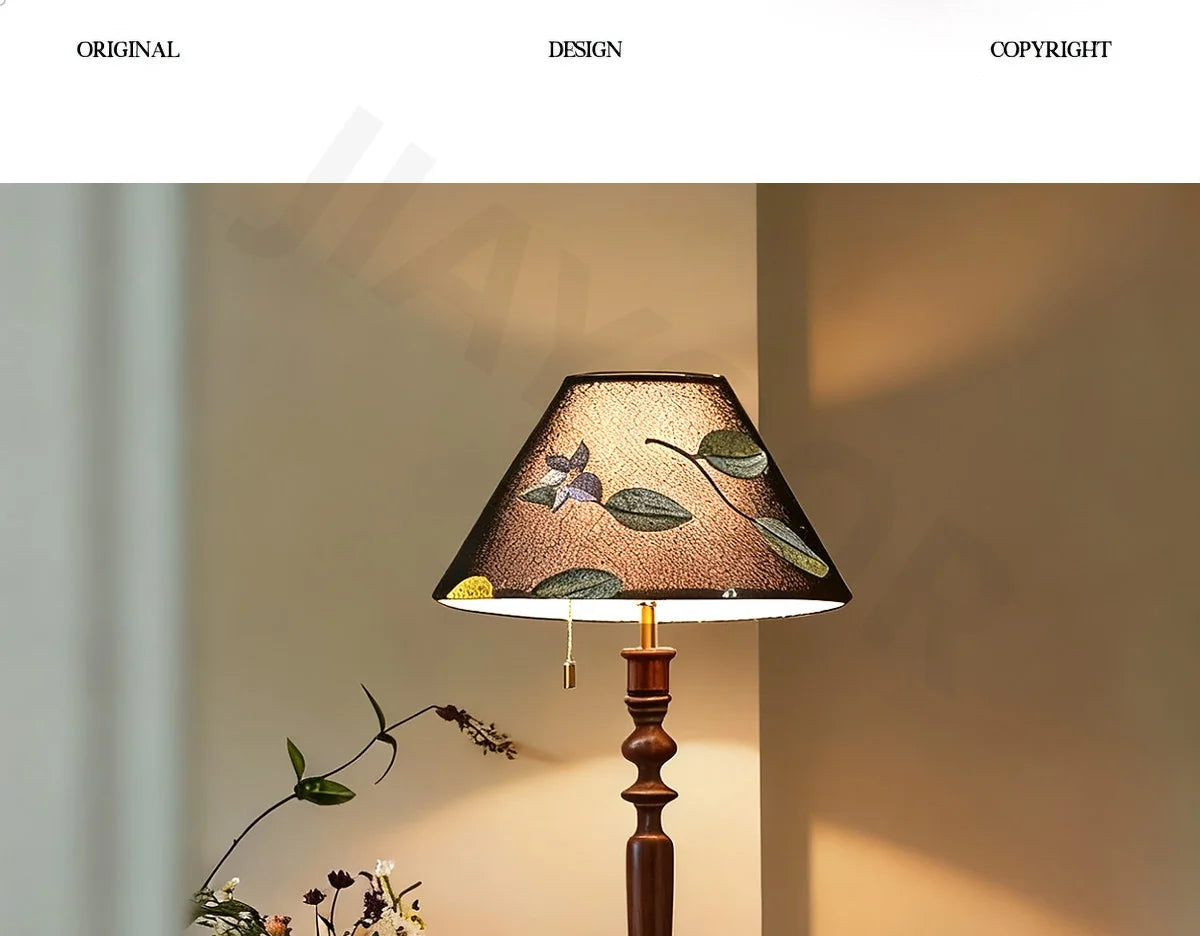 French Retro Solid Wood Floor Lamp Living Room