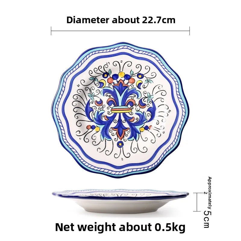 Hand Painted Ceramic Plate Creative Irregular Steak Dish