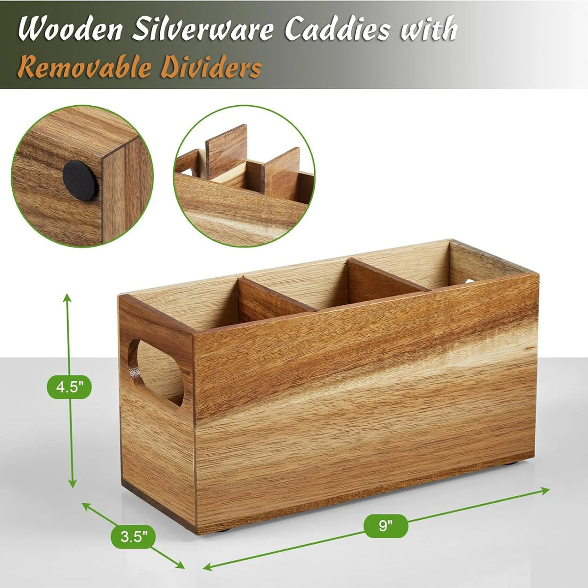 Wooden Utensil Storage Organizer Countertop Adjustable