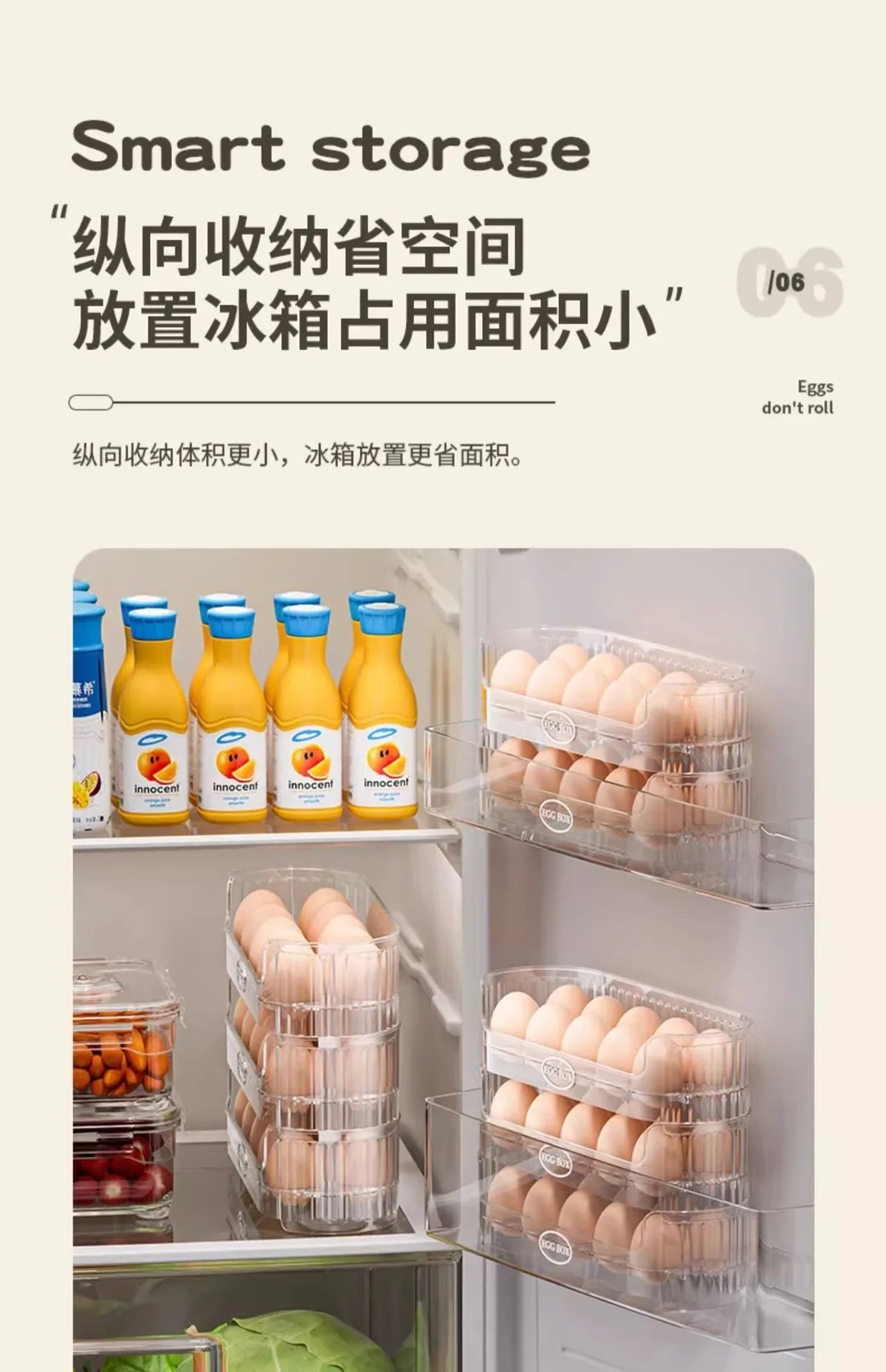 1/2/3pcs Space-Saving Egg Organizer Container Desk Organizer 10