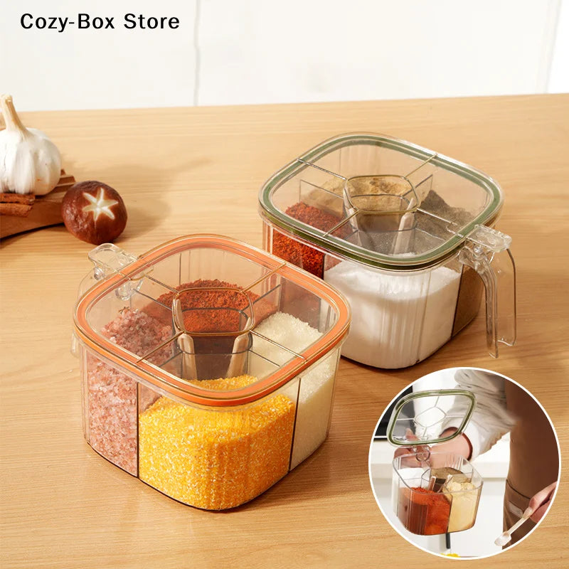 Grids Transparent Lid Spice Jar Seasoning Salt Pepper