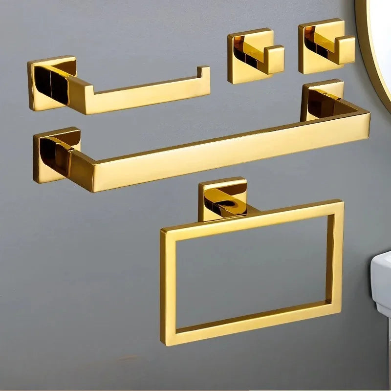 Polished Golden Bathroom Hardware Hook Towel Bar Toilet