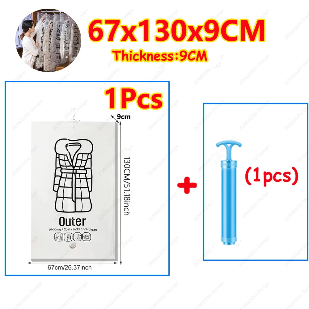 1-10pcs Hanging Vacuum Storage Bag Reusable Space Saver