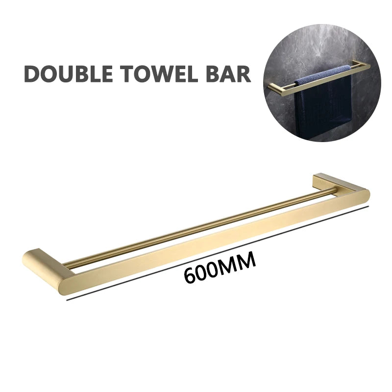 Brushed Gold Towel Ring Holder Bar Rack Brush/Paper
