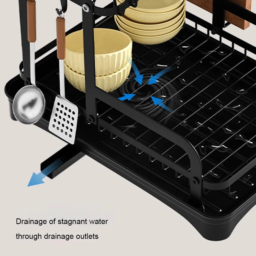 Tier Dish Drying Rack Bowl Drainer Storage Rack