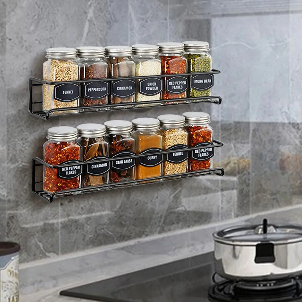 Organizer Metal Hanging Spice Racks Restaurant Wall-Mounted