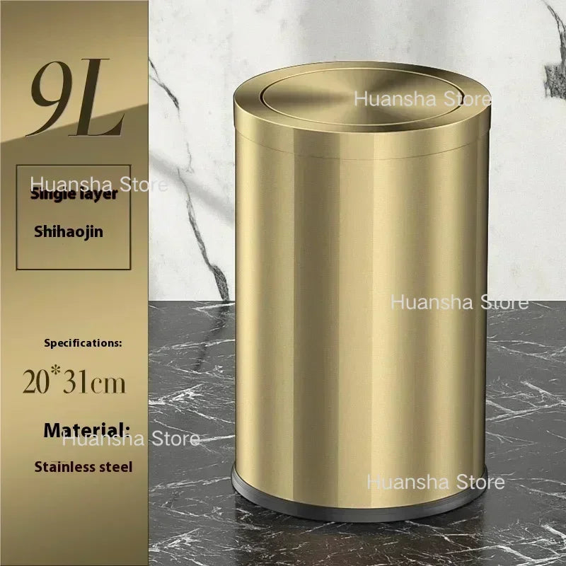 Stainless Steel Trash Can Gold Bathroom Bedroom Recycle