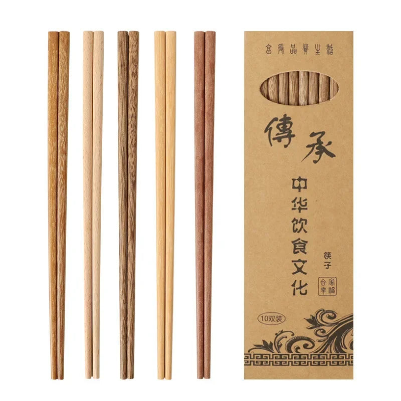 10 Pairs Natural Rosewood Chopsticks Reusable Healthy Chinese