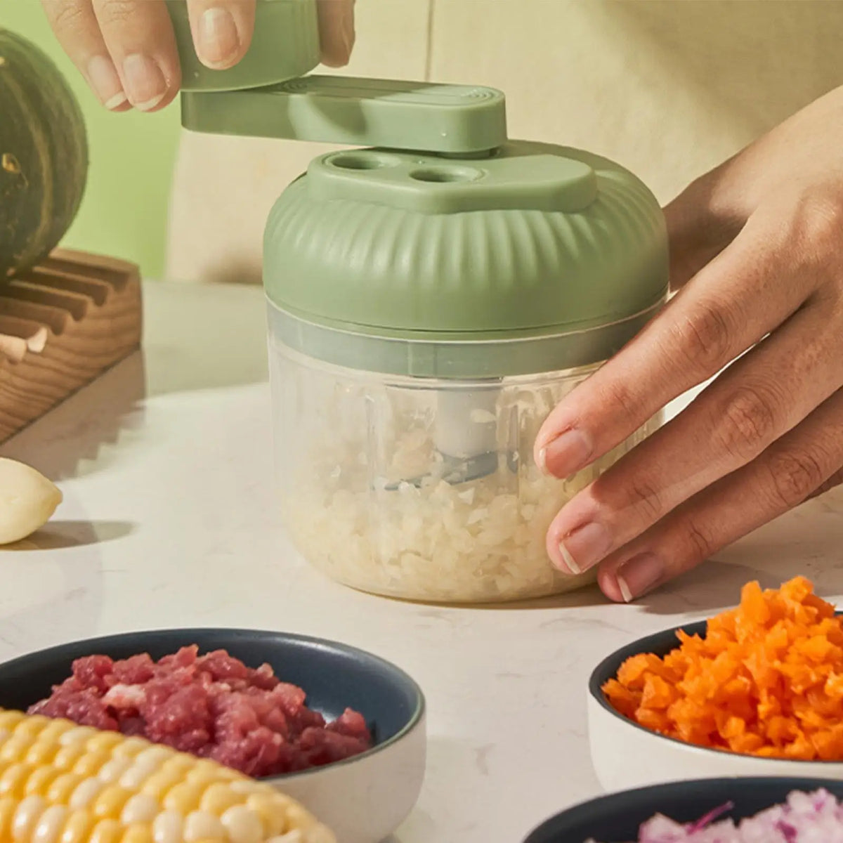 Vegetable Chopper Small Food Processor Hand-Cranked Food Chopper