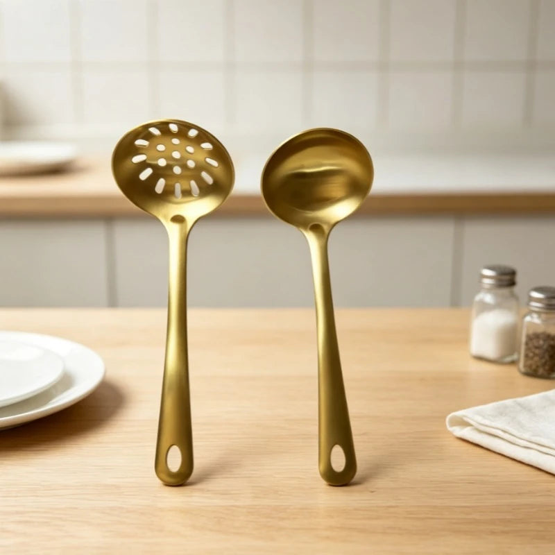 Gold Utensils Stainless Steel Cooking Cooking Spatula Slotted