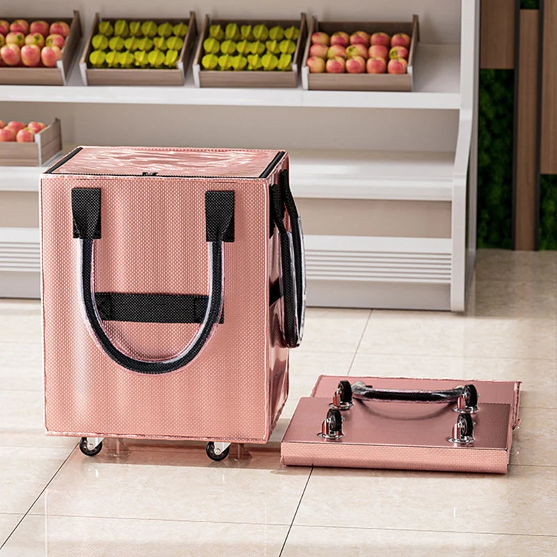 Reusable Grocery Shopping Bag Wheels Foldable Handheld Storage