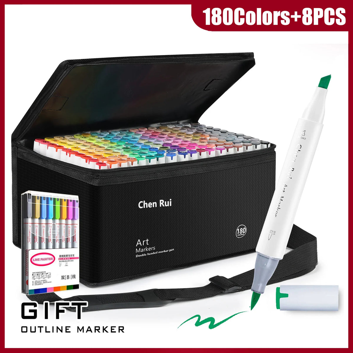 48-180 Colors Dual Tip Brush & Chisel Permanent