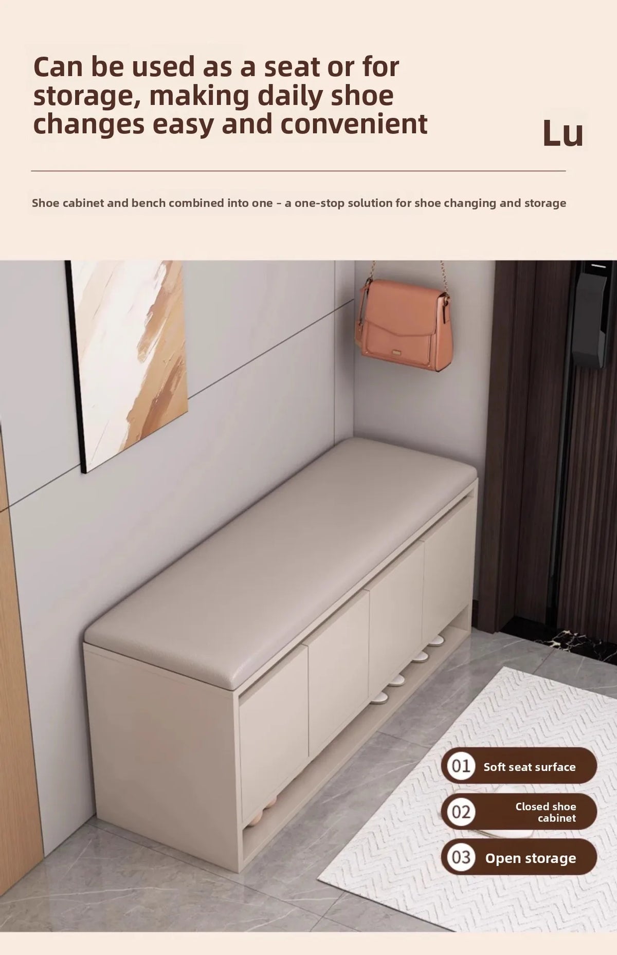 Shoe Storage Bench Cushion Seat Entryway Shoe Cabinet