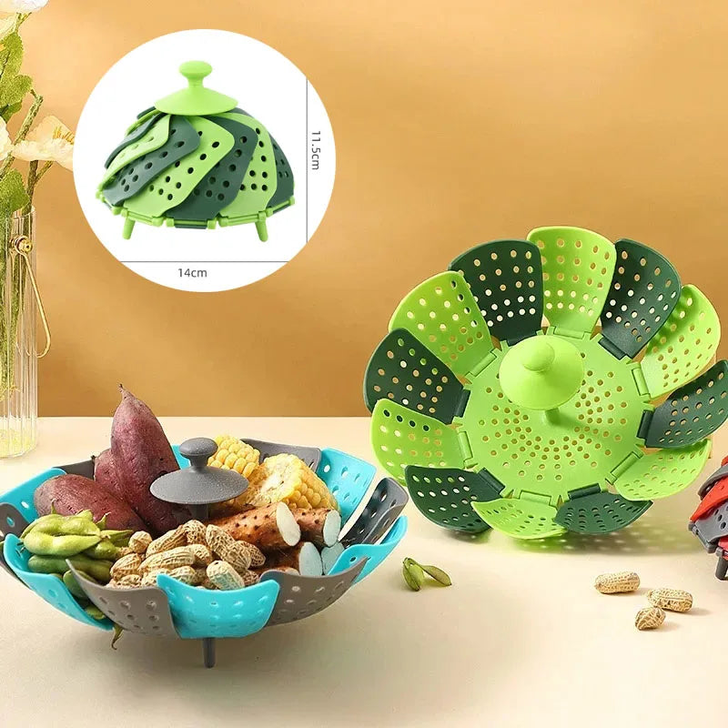1pc Folding Food Steamer Vegetable Fruit Food Basket