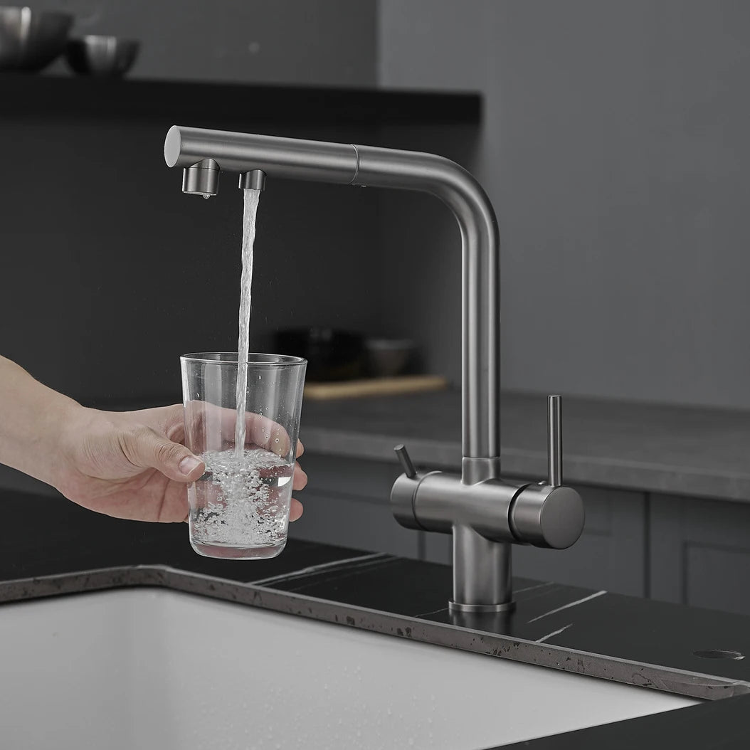 Brushed Nickel Pull Out Filter Faucets Quality Brass