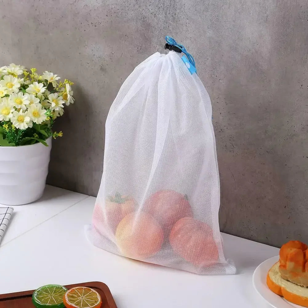 5pcs Fruit Vegetable Storage Mesh Bags Reusable Net
