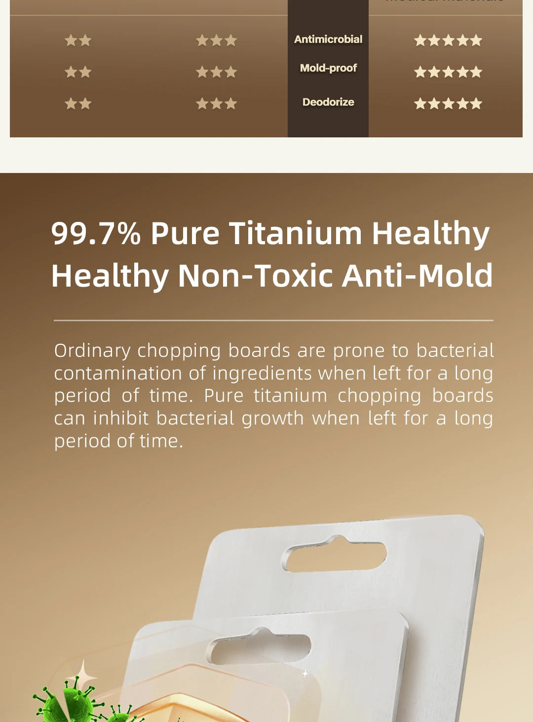 Food Grade Pure Titanium Cutting Board - Antibacterial