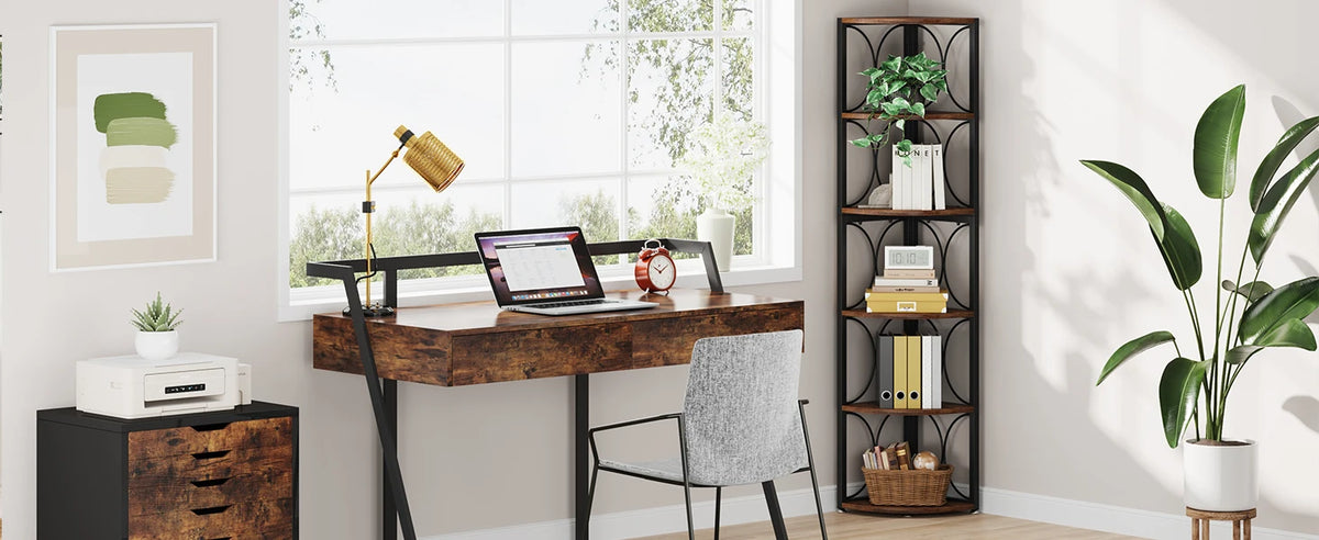 Tribesigns Tier Tall Corner Shelf 61 Inch Rustic