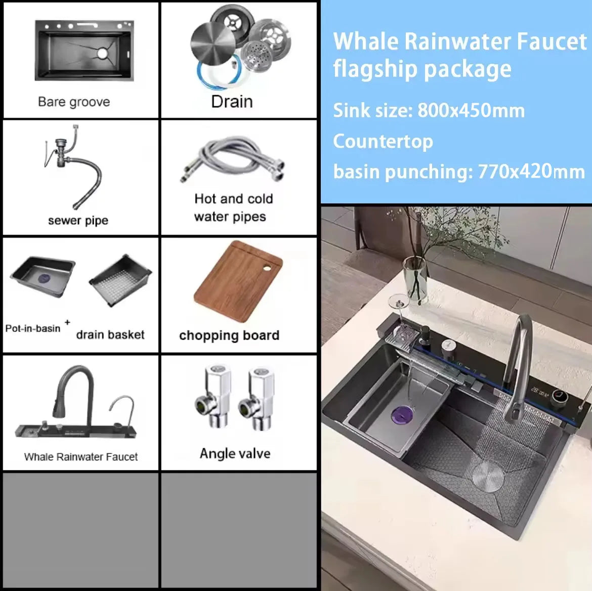 Integrated Waterfall Sink Honeycomb Technology Large Digitial