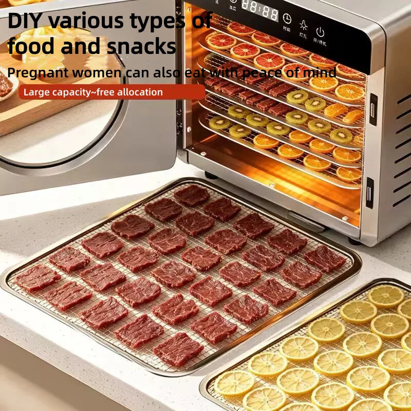 8-Layer Commercial Food Dehydrator Stainless Steel Electric Dryer