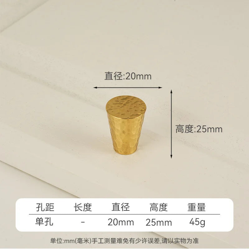 Solid Brass Wardrobe Handles Hammered Texture Handles Gold